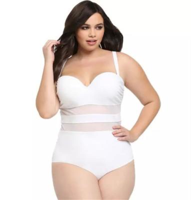 China OEM Quality Plus Size Swimwear ODM Costumi DA Bagno Breathable One Piece Mesh Solid Color Swim Wear for Plus Size Ladies for sale