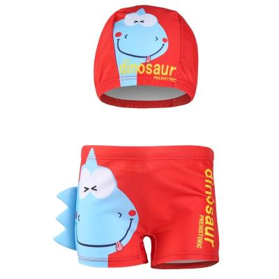 China Vendor Roupa De Banho Infantil 2021 Manufacture Boys Cartoon Printing Swim Trunks Breathable Kids Swimwear With Hat Cute Kids Swim Shorts for sale