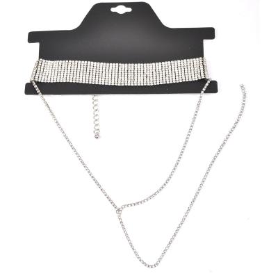 China CLASSIC Simple Elegant Lock Full Diamond Beam Neck Long Chain Necklace For Women for sale