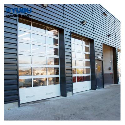 China Industrial Automatic Garage Door Frame Aluminum Glass Panel Overhead Sectional Door Price for sale