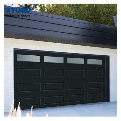 China Heat Insulation House Use Black Color Automatic High Performance Sliding Side Opening Electric Safety Steel Garage Roller Sectional Door for sale