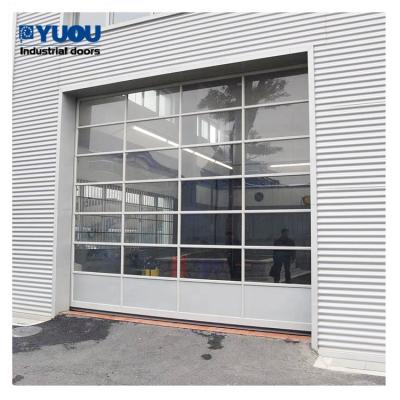 China Morden Industrial Residential Aluminum Glass Panel Automatic Commercial Transparent Sectional Overhead Garage Doors for sale