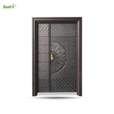 China Modern door main gate designs double cilla cast aluminum door for sale