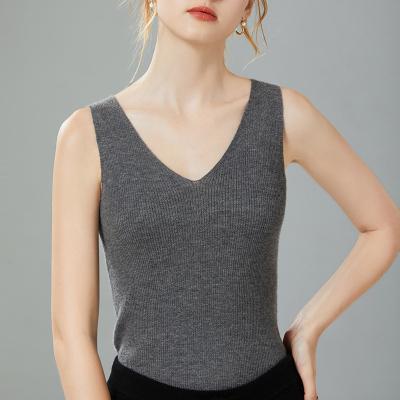 China Cashmere anti-pilling knitted women sweater vest fashion breathable soft ladies round neck young girl clothing quantity casual summer for sale