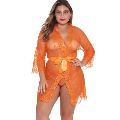 China Sexy lingerie underwear OEM Fette Ffrauen in Mutande Reife Frauen Ropa sheer inner sexy lingerie Dessous Dessous lingerie sexy lace kimono set long robe for sale