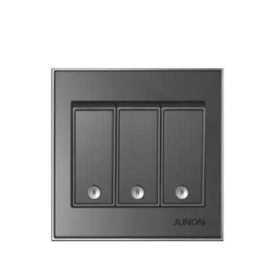 China PC+PMMA Glass Wall Switches Hot Sell 3 Gang 1 Way Electrical Wall Switch for sale