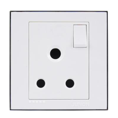 China Black Titanium Commercial Series 15A 250V 15A Circular P Three Pin Socket With Switch And Neon for sale