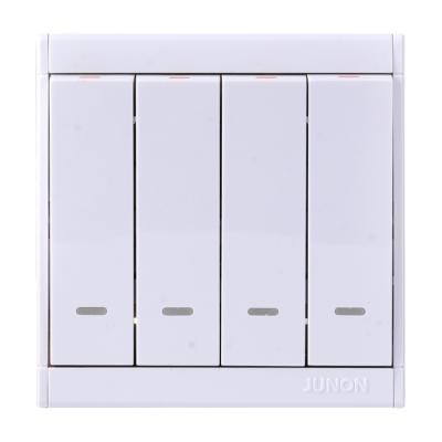 China Hot Sale 16A 250V 4 Way Brushed Steel + Copper Strip 1 Switch With Indicator Wall Switches for sale