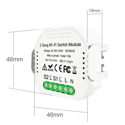 China Factory Direct Sales 2 Band Mini DIY Tuya Wifi Work Alexa Google Home Smart Life Multipurpose Switch Module Smart Home for sale