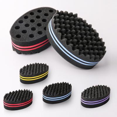 China Soft Oval Double Sides Magic Twist Hair Brush Sponge Sweep Afro Natural Coil Wave Hair Brush Sponge For Black Men for sale