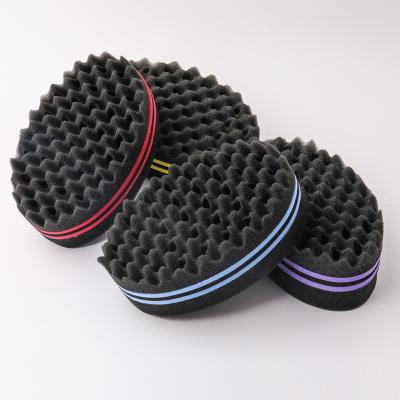 China Wholesale Soft High Density Oval Shape Double Wave Hair Curl Brush Rubber Hair Twist Sponge Hair Side Tool For Black People for sale