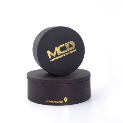 China Recyclable Round Cardboard Aluminum Packaging Box Hotstamp Custom Cosmetics Rigid Installed Black Jewelry Package Box for sale