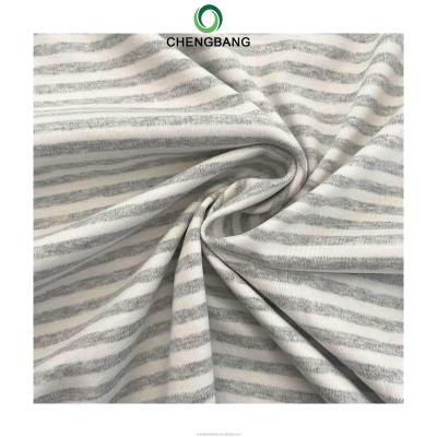 중국 Factory Wholesale Breathable 100% Cotton White and Gray Stripe Interlock Breathable Kid's Clothing Fabric 판매용