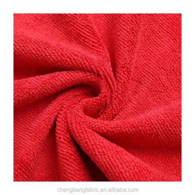 Cina Chengbang Manufacturing Red Color Microfiber Terri Towel Fabric Roll Bath Towel Anti-Static Knitting Stock Fabric in vendita