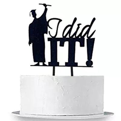 China Black Acrylic Graduation Theme Cake Topper I Did It Happy Bachelorette Party Graduation Decoration Cake Topper Party Supplies for sale