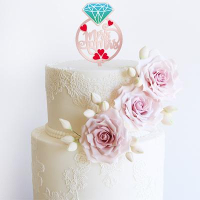 China New Miss To Mrs Beautiful Wedding Cake Topper Wedding Engagement Party Diamond Love Decoration Valentines Day Gift for sale