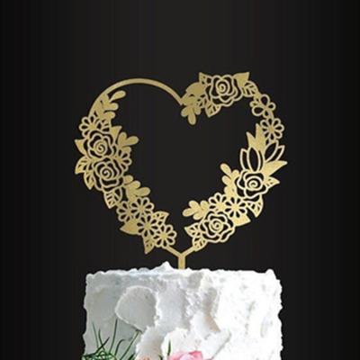 China Charming Acrylic Girl Birthday Cake Topper Romantic Engagement Anniversary Cake Decoration Love Heart Wedding Cake Topper for sale