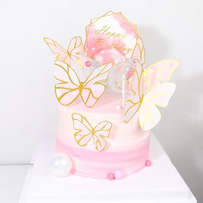 China Happy Mother's Day Paper Cake Topper Party Supplies 2021 New Butterfly Flower Cake Decorating Cake Accessories for sale