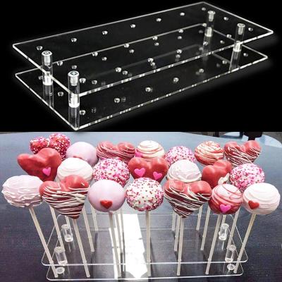 China Clear Acrylic Birthdays Stocked Candy Cake Pop Display Stand 21 Holes Lollipop Holder Weddings Baby Shower Birthday Party Halloween for sale