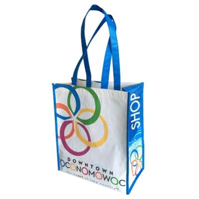 China Fashion handled recycle spunbond eco-friendly lamination promo nonwoven rpet advertising shopping tote bag for sale