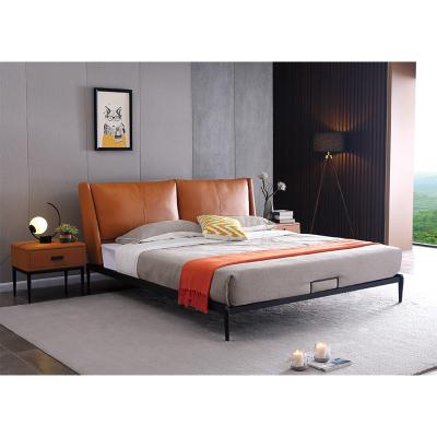 China Fashion Adjustable Wholesale High Quality Design Home Bedroom Furniture (Others) Customized Orange Leather Bed for sale