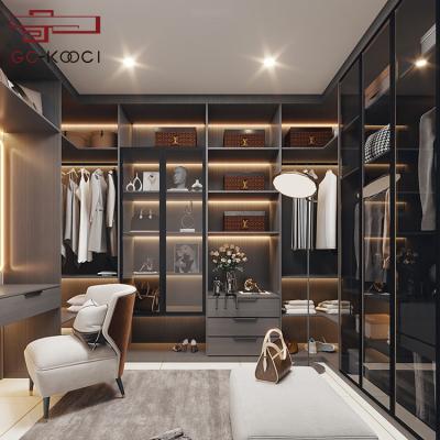 China (Other)Bedroom Furniture Wall Metal Frame Adjustable Walk In Door Wardrobe Storage Customized Glass Cabinets for sale