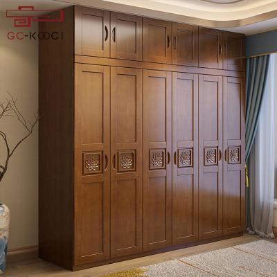 China (Other)Wardrobe Chinese Style Bedroom Wall Brown Storage Wardrobes Design Adjustable Antique Solid Wood Cabinet for sale