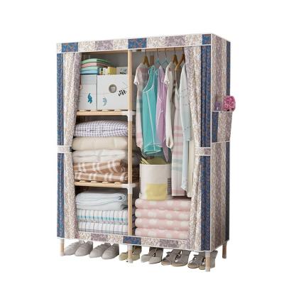 China GUCI DIY Wooden View Adjustable Canvas Portable Wardrobe Closet Bedroom Dormitory Storage Organizer Clothes Closet for sale