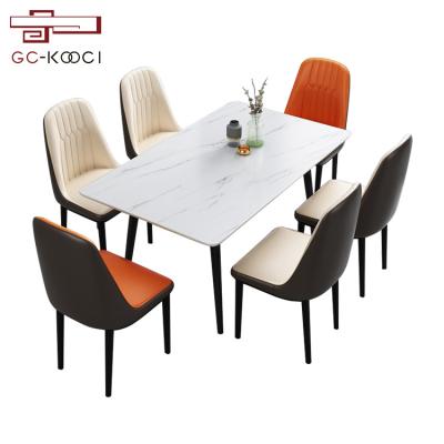 China (Other) Adjustable Modern Rectangular Dining Table Sets Home Furniture Chipboard Stone Dining Tables for sale