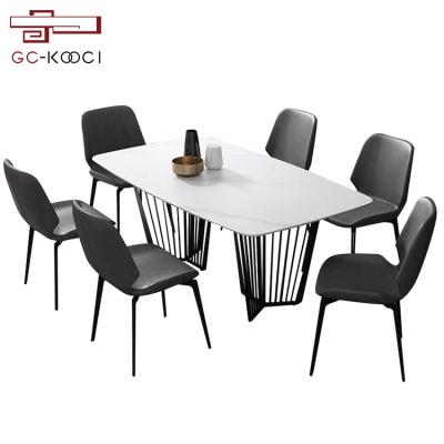 China Wholesale Luxury Rectangle Modern Sinter Stone Dining Table (Other) Adjustable Set 6 Seater for sale