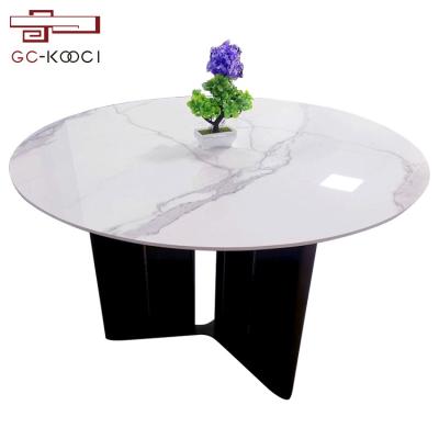 China Modern Stone Dining Furniture Modern Clumped Table Around Marble Dining Table Set for sale