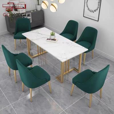 China Modern Stone Dining Table Luxury Kitchen Rectangle Large Marble Clumped Dining Table for sale