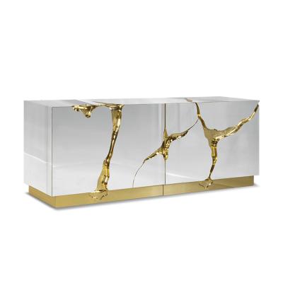 China Extendable Exquisite Exclusive Design Luxury Stainless Steel Solid Wood Sideboard for sale