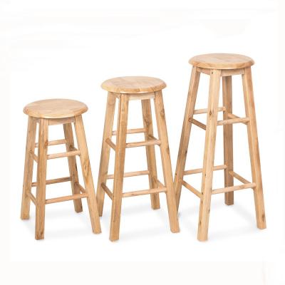 China Minimalism Customize Height Solid Wood Bar Stool Classic Round Seat Screw Reinforced Wood Bench for sale