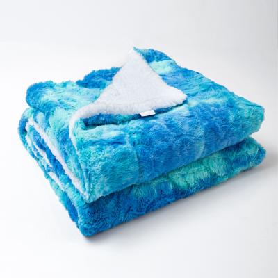 China Amazon Factory Directly Link Dye Plush Sherpa Fleece Folded Thick Warm Colorful Throw Blanket for sale