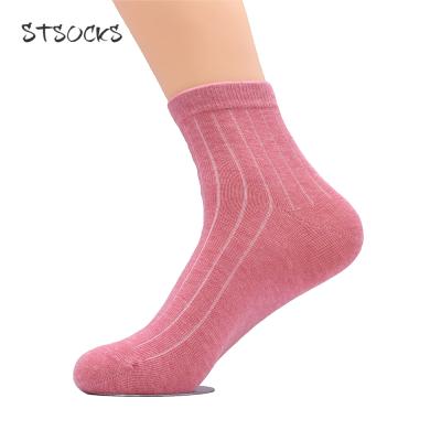 China Hot Promotional Popular High Quality Antibacterial Fancy Solid Color Crew Women Hot Custom Socks With Stripe for sale