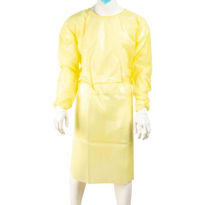 Cina yellow disposable PP+PE green waterproof level 2 isolaiton gown medical gown in vendita