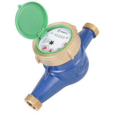 China Household brass water meter Jet Dry Dial Multi R 100-R160 with optional smart water meter dn15 pulse water meter for sale