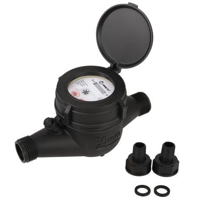 China dn20 household water meter multi jet water meter with plastic body and water meter spare parts for sale