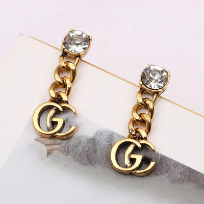 China Retro Vintage Designer Fashion Crystal Rhinestone Hoop Earrings Chain Earrings for sale