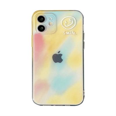 China Smiling Face Pattern TPU Phone Shockproof Simple Rendering Transparent Case For iPhone 12 Pro Max for sale