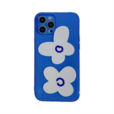 China Flowers Style Shockproof Cute Fresh Blue Full Protective Phone Soft Cases For iPhone 12 Pro Max for sale