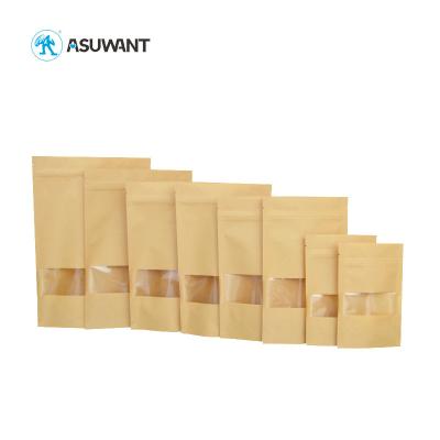 China Moisture Proof Back Up Kraft Paper Beef Snacks Candy Gummies Smell Child Proof Zip Lock Custom Printed Packaging Bag Compostable Biodegradable for sale