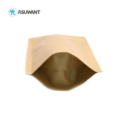 China Child Smell Proof Moisture Proof Resistant Zip Lock Stand Up White Brown Food Beef Kraft Paper Biodegradable Compostable Packaging Bag for sale