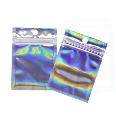 China Mylar Pink Holographic Sheer Fleece Waterproof Custom Printing Holographic Zipper Bags for sale