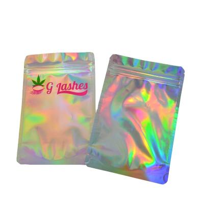 China Waterproof Food Grade Mylar Mini Bags Holographic Custom Printed Zipper For Product Packaging for sale