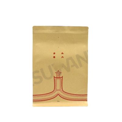 China BIODEGRADABLE Flat Bottom Coffee Powder Bean With Valve Tin Tie Custom Printed Logo Kraft Paper Packaging Bag for sale