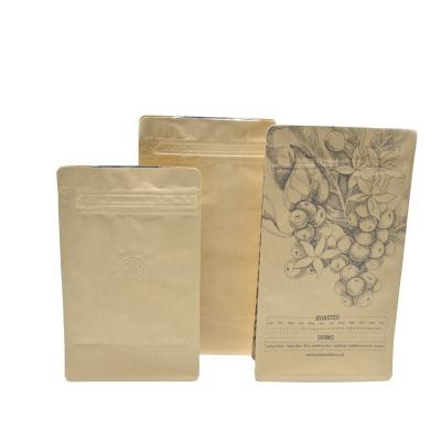 China Disposable Food Grade 1Kg Resealable Moisture Proof Customized Brown Paper Flour Packaging Bags With Zipper Tear Notch for sale