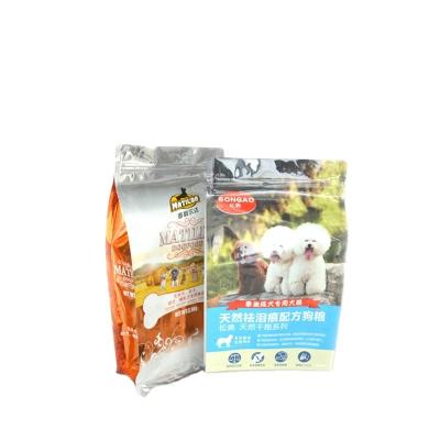 China Custom Logo Size Food Grade Flat Bottom Plastic Bags Moisture Proof Cats Dogs Pet Food Packaging for sale