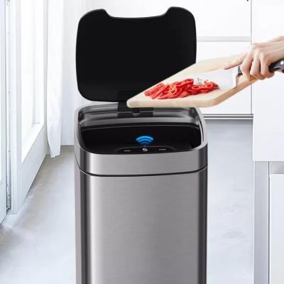 China Kitchen Touchless Stainless Steel Trash Bin Sensor Viable Smart Trash Can for sale